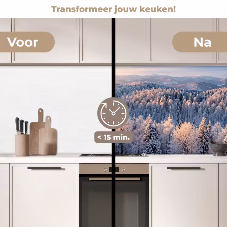 Bos - Bergen - Goud - Winter - Warm keuken achterwand 2 middel -voor-na2_NL