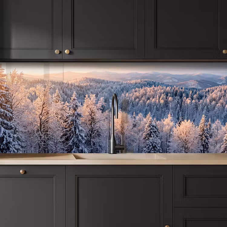 Bos - Bergen - Goud - Winter - Warm keuken achterwand 2 middel -sfeer1