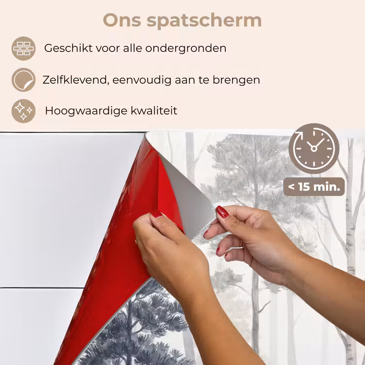Bos - Bomen - Mist - Natuur - Illustratie - Grijs keuken achterwand 2 middel -3d