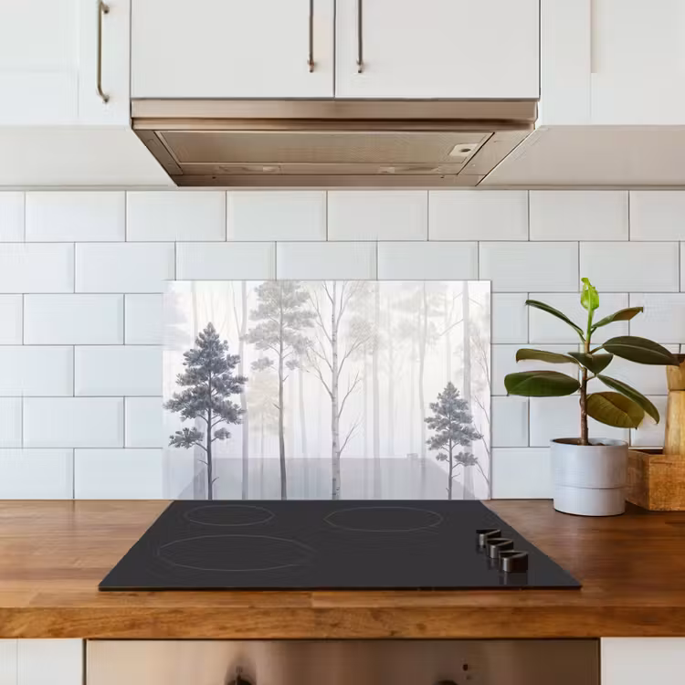 Bos - Bomen - Mist - Natuur - Illustratie - Grijs keuken achterwand 2 middel -sfeer1