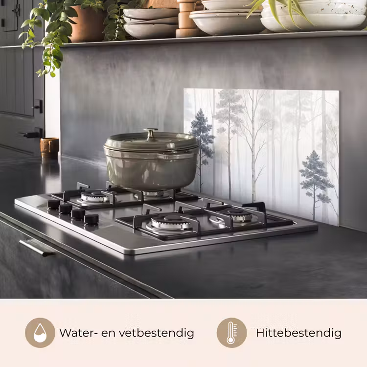 Bos - Bomen - Mist - Natuur - Illustratie - Grijs keuken achterwand 2 middel -sfeer4_NL