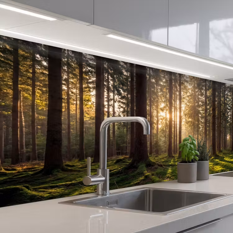 Bos - Gras - Zonlicht keuken achterwand 2 middel -3d_schuin