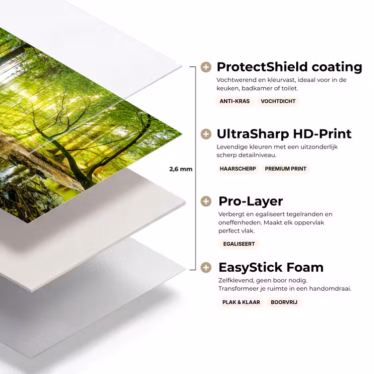 Bos - Landschap - Water - Bomen - Zon - Groen - Natuur keuken achterwand sample klein -USP_lagenNL
