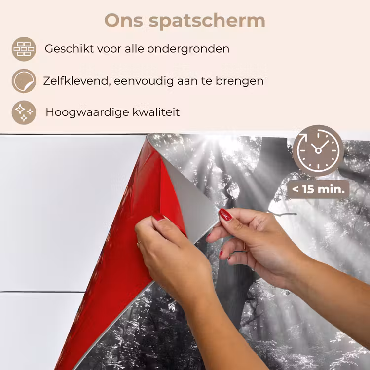 Bos - Lichtstralen - Natuur - Zwart-wit keuken achterwand spatscherm klein -spatscherm_NL