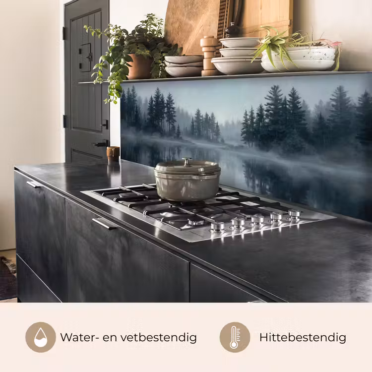 Bos - Meer - Mist - Natuur - Grijs keuken achterwand 2 middel -usp_NL