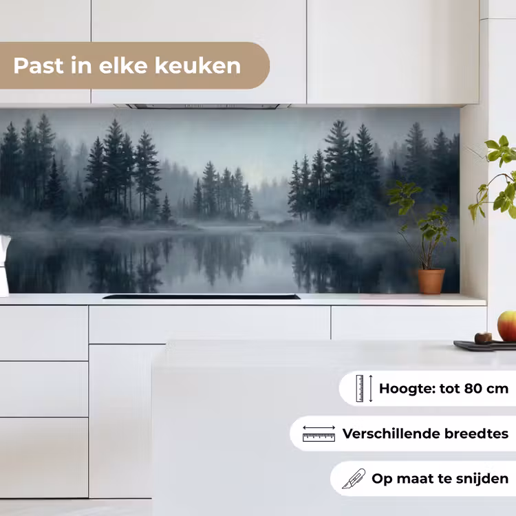 Bos - Meer - Mist - Natuur - Grijs keuken achterwand 2 middel -sfeer4_NL