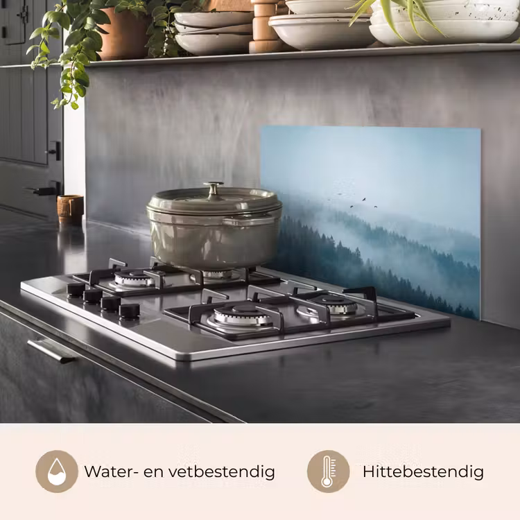 Bos - Mist - Vogels - Natuur - Groen keuken achterwand spatscherm klein -usp_NL
