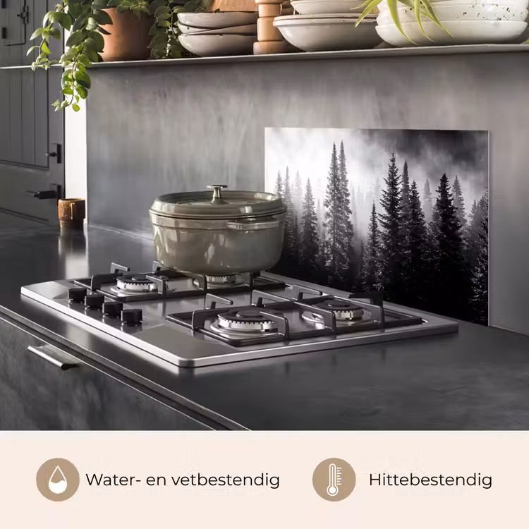Bos - Mist - Winter - Monochroom - Natuur keuken achterwand spatscherm klein -usp_NL