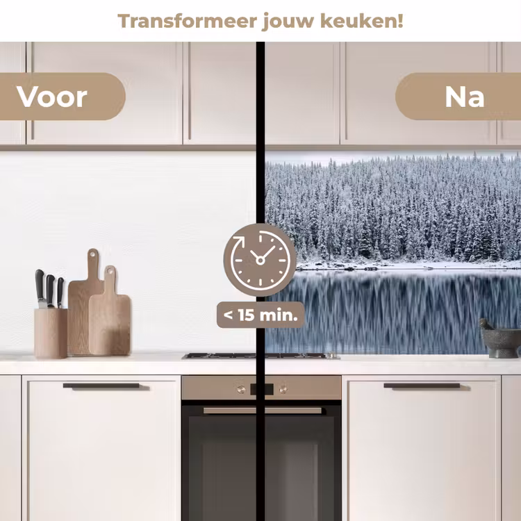 Bos - Reflectie - Meer - Winter - Serene keuken achterwand 2 middel -voor-na2_NL