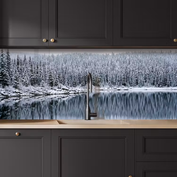 Bos - Reflectie - Meer - Winter - Serene keuken achterwand 2 middel -sfeer1