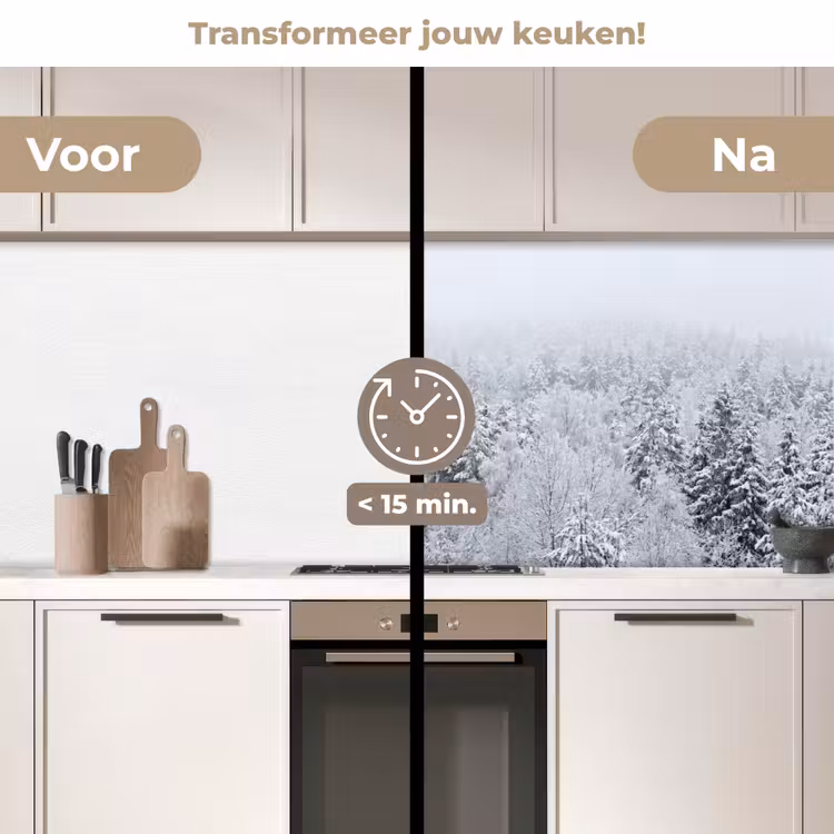 Bos - Sneeuw - Winter - Natuur - Wit keuken achterwand 2 middel -voor-na2_NL