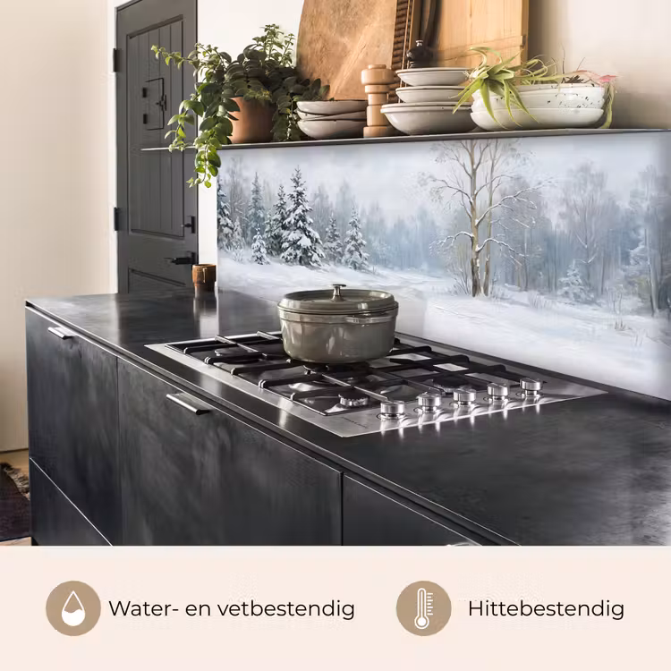 Bospad - Dennen - Sneeuw - Winter - Rustgevend keuken achterwand 2 middel -usp_NL