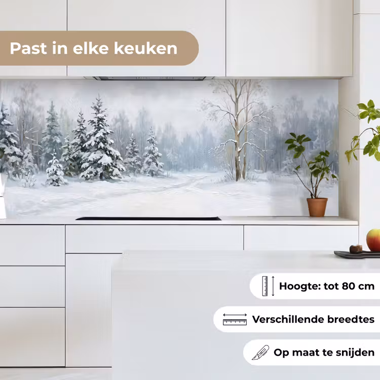 Bospad - Dennen - Sneeuw - Winter - Rustgevend keuken achterwand 2 middel -sfeer4_NL