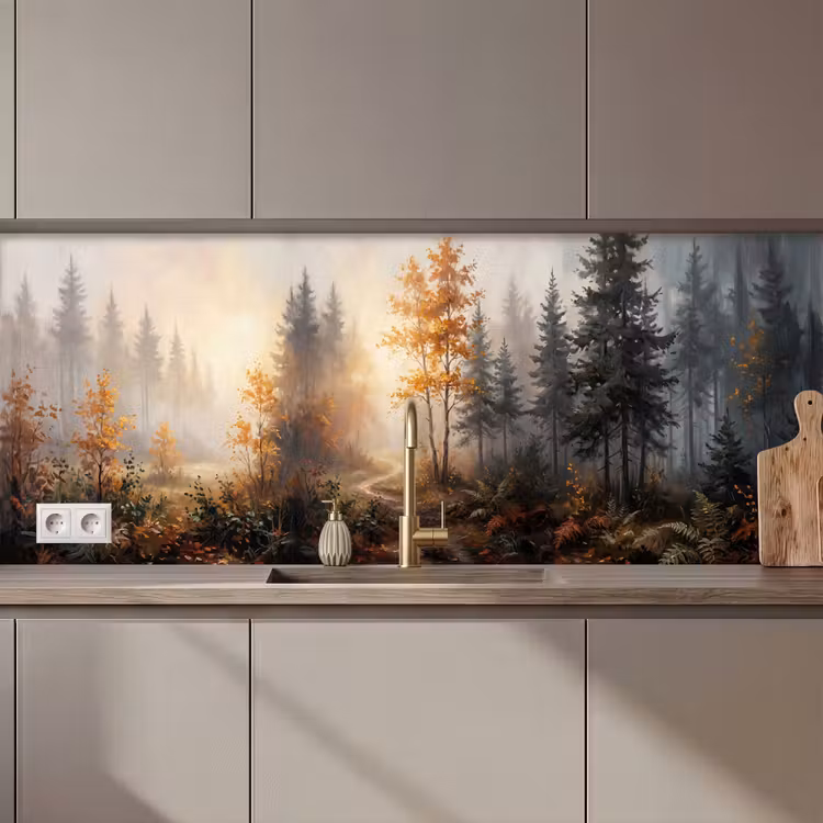 Bospad - Herfstbladeren - Natuur - Schilderachtig - Oranje keuken achterwand 2 middel zz_3dshopping