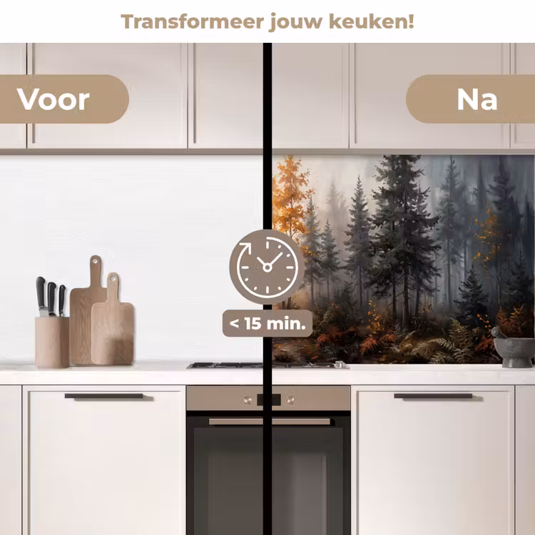Bospad - Herfstbladeren - Natuur - Schilderachtig - Oranje keuken achterwand 2 middel -voor-na2_NL