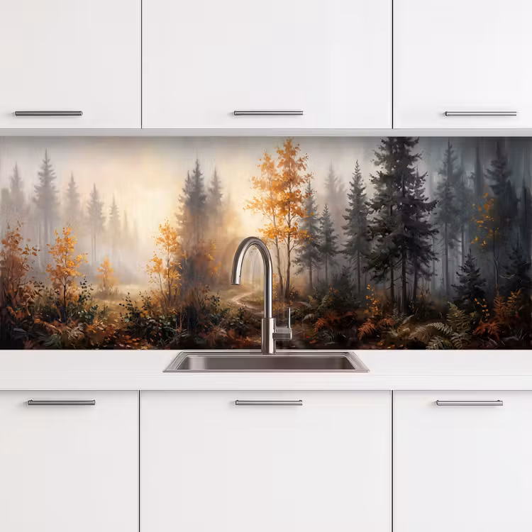 Bospad - Herfstbladeren - Natuur - Schilderachtig - Oranje keuken achterwand 2 middel -3d