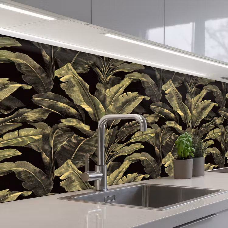 Botanisch - Bladeren - Groen keuken achterwand 2 middel 871 -3d_schuin