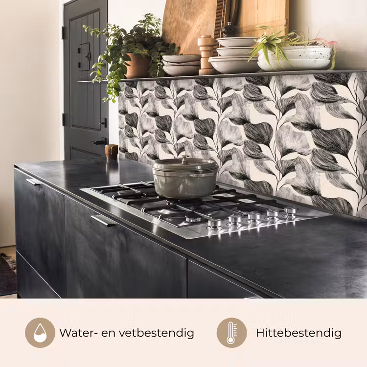 Botanisch - Bladeren - Zwart keuken achterwand 2 middel 871 -usp_NL