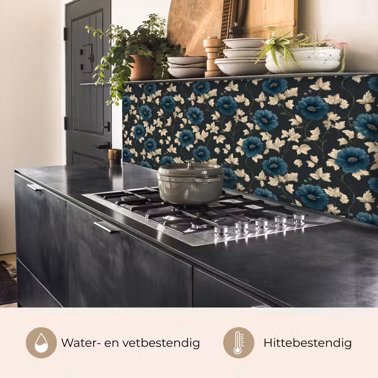 Botanisch - Bloemen - Blauw keuken achterwand 2 middel 871 -usp_NL