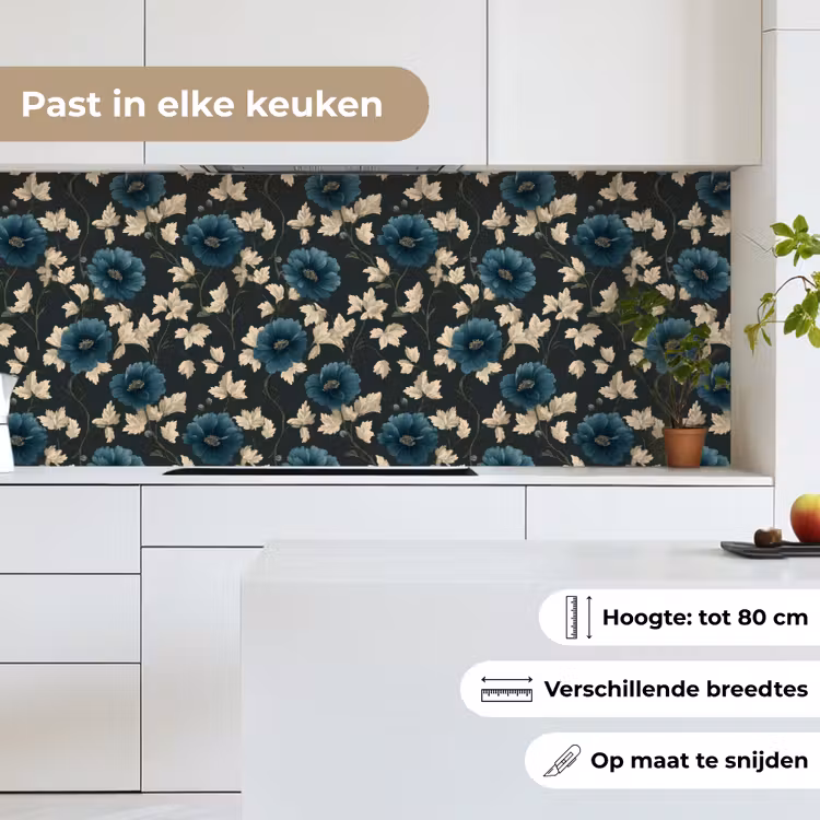 Botanisch - Bloemen - Blauw keuken achterwand 2 middel 871 -sfeer4_NL