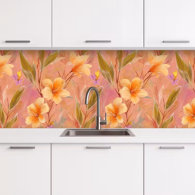 Botanisch - Bloemen - Kleurrijk keuken achterwand 2 middel 871 -3d