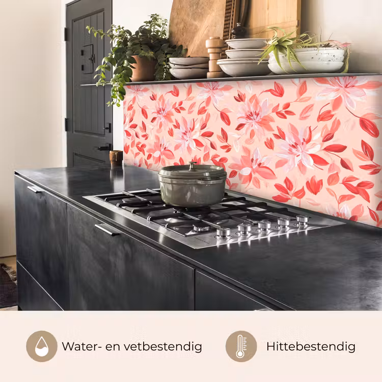 Botanisch - Bloemen - Rood keuken achterwand 2 middel 871 -usp_NL