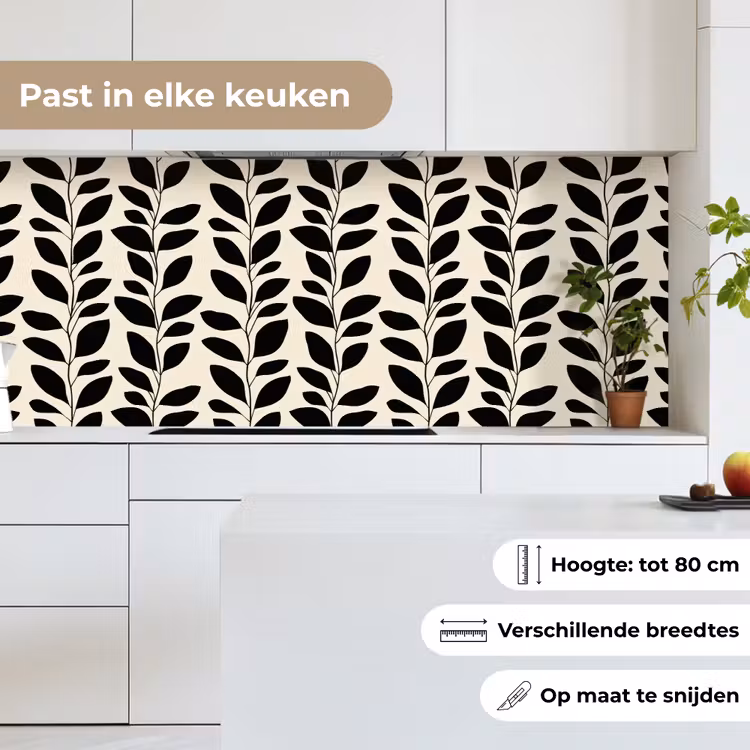 Botanisch - Dessin - Zwart - Beige keuken achterwand 2 middel 871 -sfeer4_NL