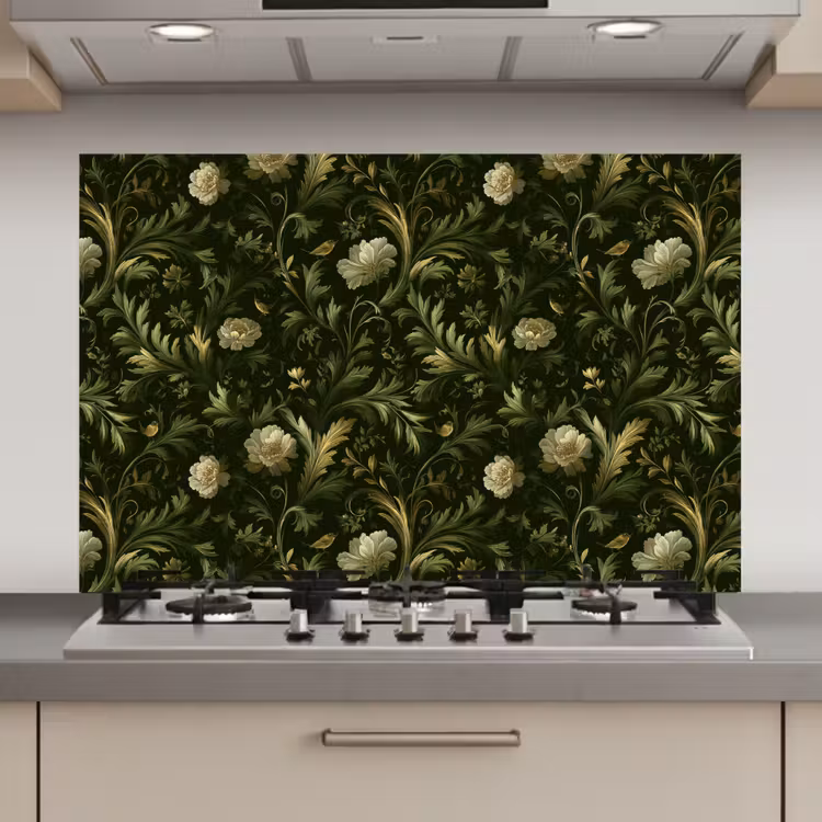 Botanisch - Naadloos - Bloemen keuken achterwand spatscherm klein 900 -3d_website