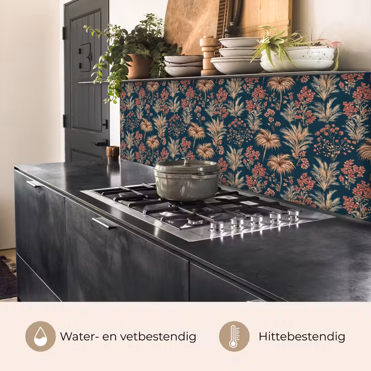 Botanisch - Patroon - Blauw keuken achterwand 2 middel 871 -usp_NL