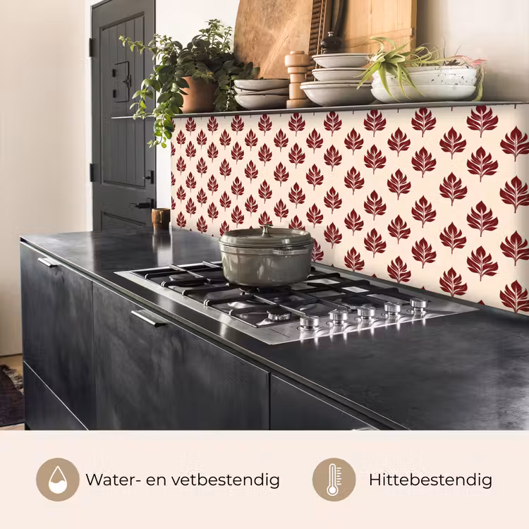 Botanisch - Patroon - Bordeaux keuken achterwand 2 middel 871 -usp_NL