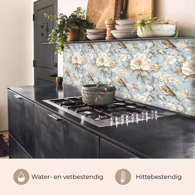 Botanisch - Zangvogel - Blauw keuken achterwand 2 middel 871 -usp_NL