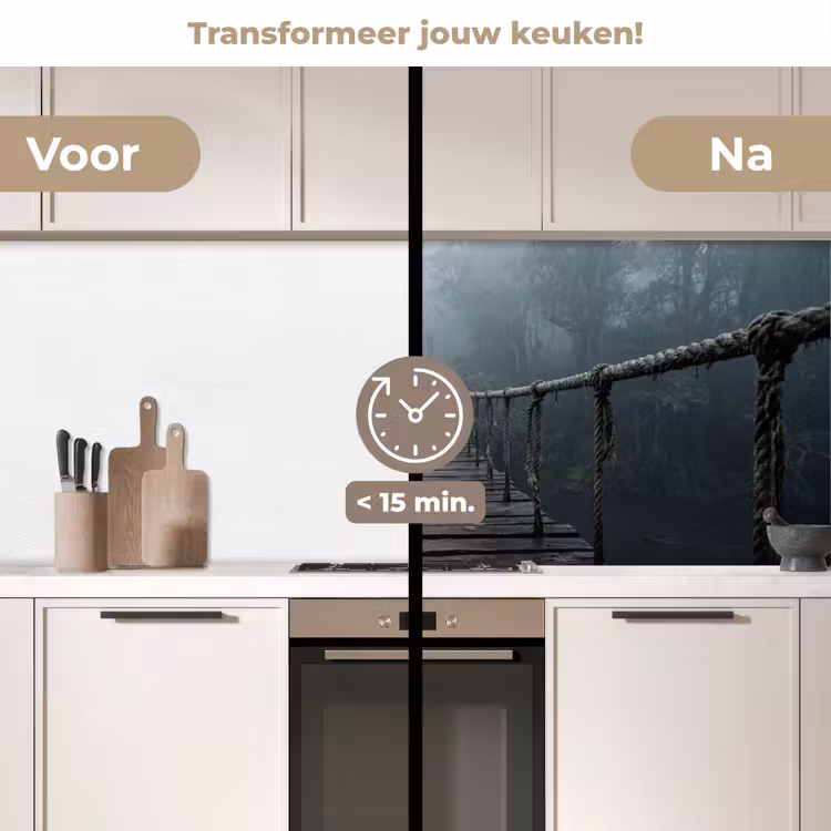 Brug - Jungle - Mist - Natuur keuken achterwand 2 middel -voor-na2_NL