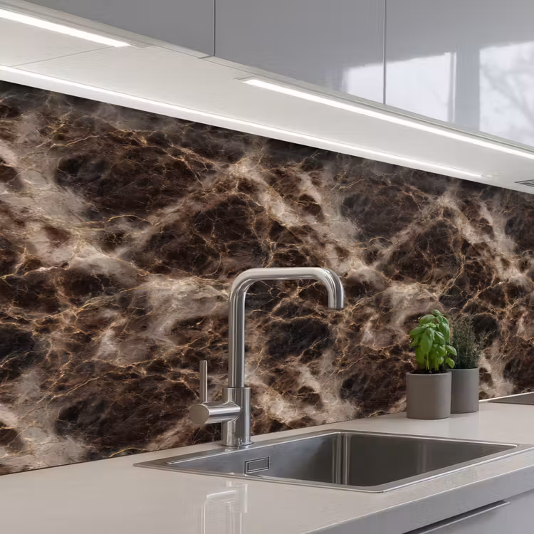 Bruin - Goud - Marmer keuken achterwand 2 middel 871 -3d_schuin