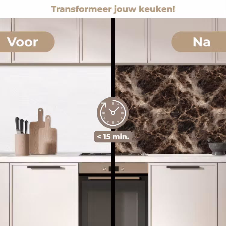 Bruin - Goud - Marmer keuken achterwand 2 middel 871 -voor-na2_NL