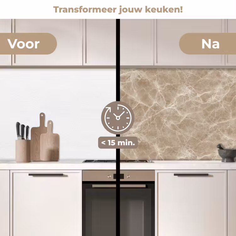 Bruin - Kristaladers - Marmer keuken achterwand 2 middel 871 -voor-na2_NL
