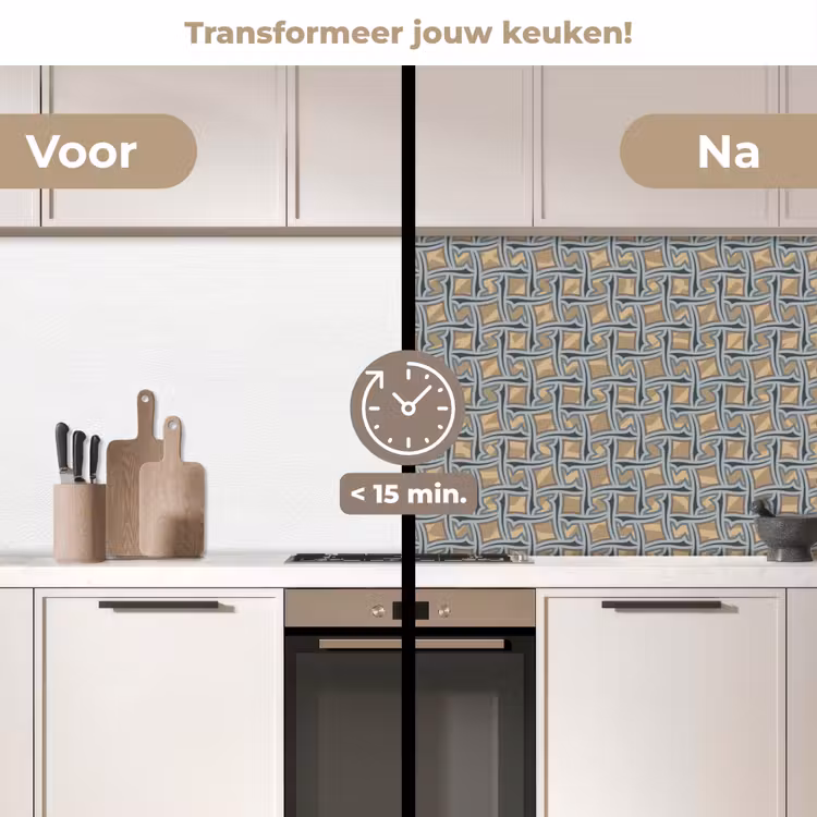 Bruin - Patronen - Geometrie keuken achterwand 2 middel 871 -voor-na2_NL
