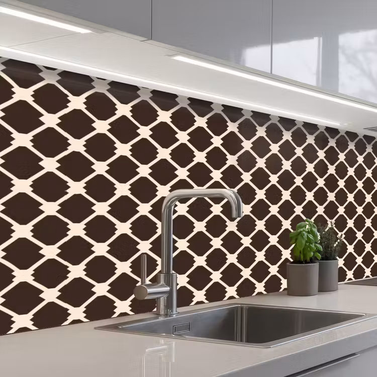 Bruin - Ruitpatroon - Geometrisch keuken achterwand 2 middel 871 -3d_schuin
