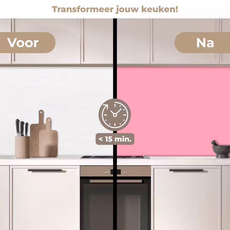 Bubblegum - Pink - Roze keuken achterwand 2 middel 871 -voor-na2_NL