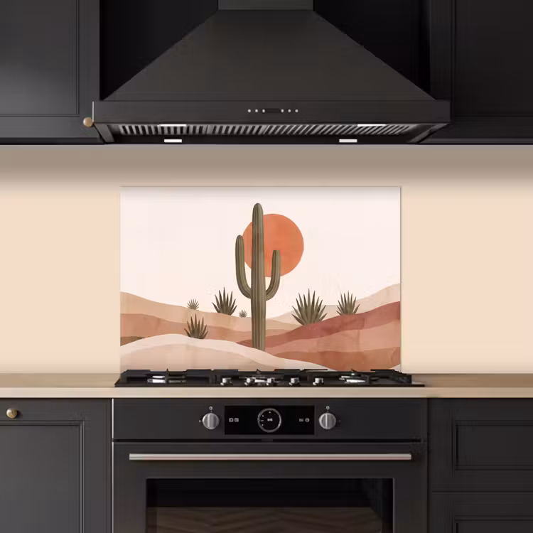 Cactus - Duinen - Modern - Landschap - Groen keuken achterwand spatscherm klein -sfeer1