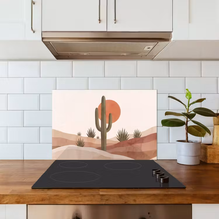 Cactus - Duinen - Modern - Landschap - Groen keuken achterwand spatscherm klein -sfeer2