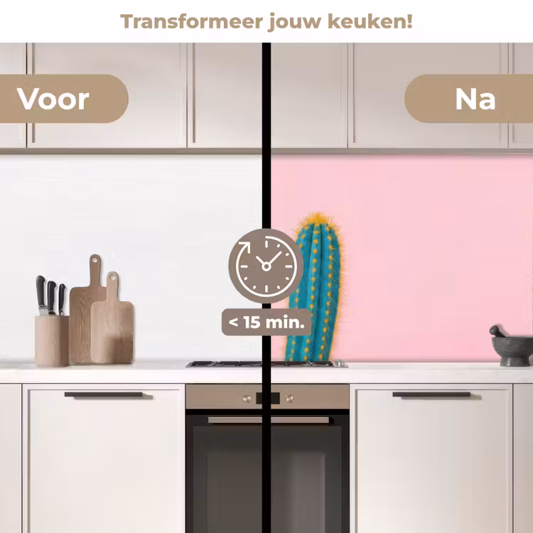 Cactussen - Modern - Pastel keuken achterwand 2 middel -voor-na2_NL