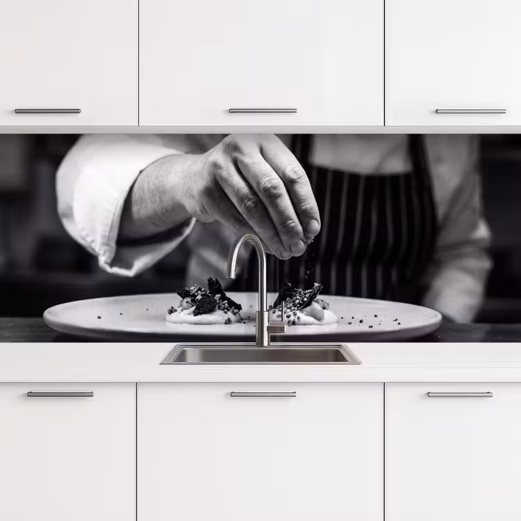 Chef - Garnering - Gerecht keuken achterwand 2 middel -3d