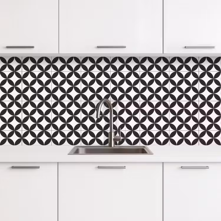 Cirkel - Patroon - Zwart - Wit keuken achterwand 2 middel 871 -3d