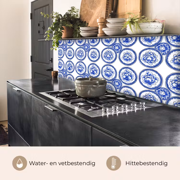 Cirkels - Bloemen - Blauw keuken achterwand 2 middel 871 -usp_NL