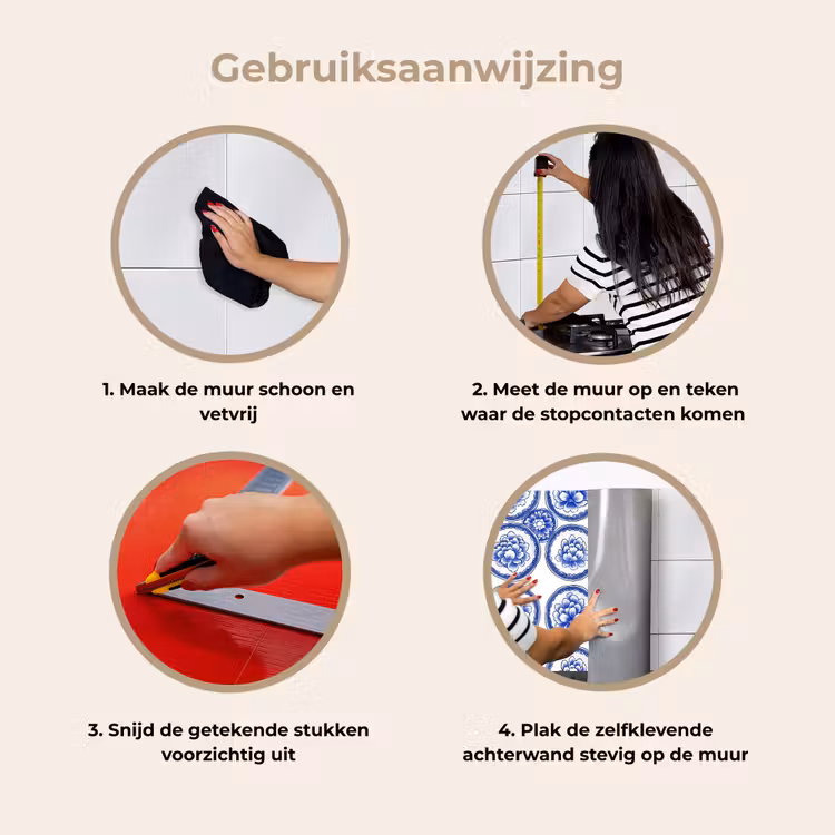 Cirkels - Bloemen - Blauw keuken achterwand 2 middel 871 -gebruiksaanwijzing_NL