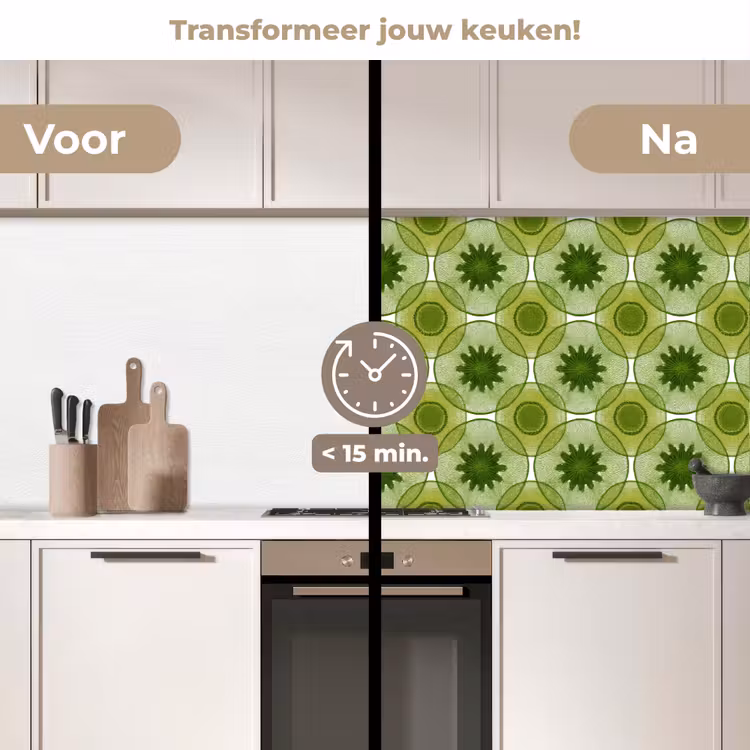 Cirkels - Patroon - Groen keuken achterwand 2 middel 871 -voor-na2_NL