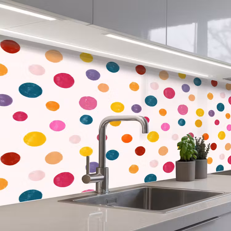 Cirkels - Speels - Kleurrijk keuken achterwand 2 middel 871 -3d_schuin