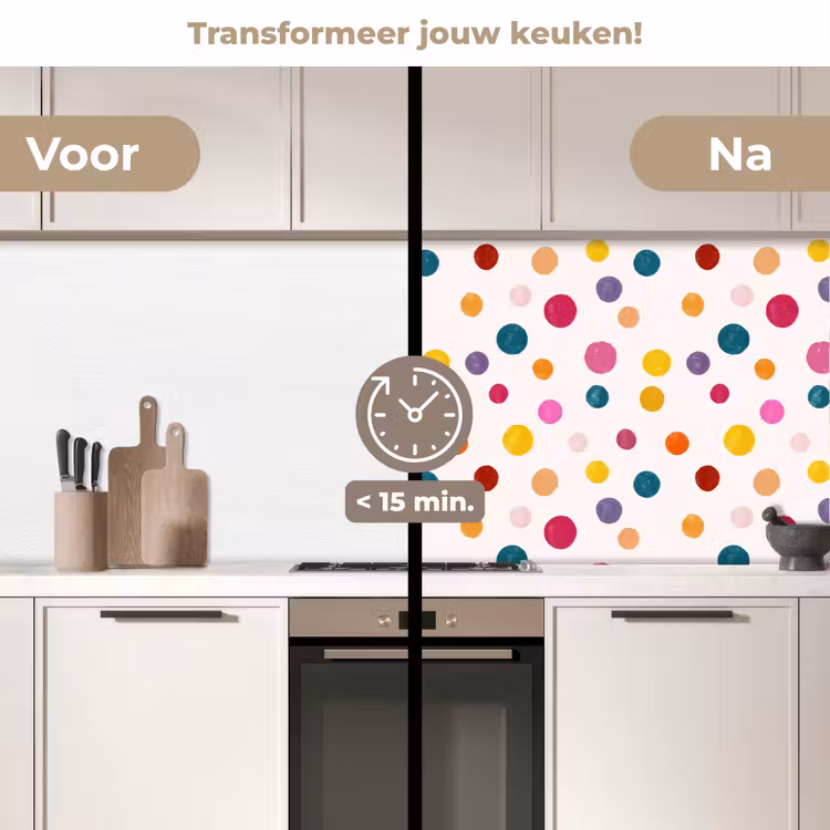 Cirkels - Speels - Kleurrijk keuken achterwand 2 middel 871 -voor-na2_NL