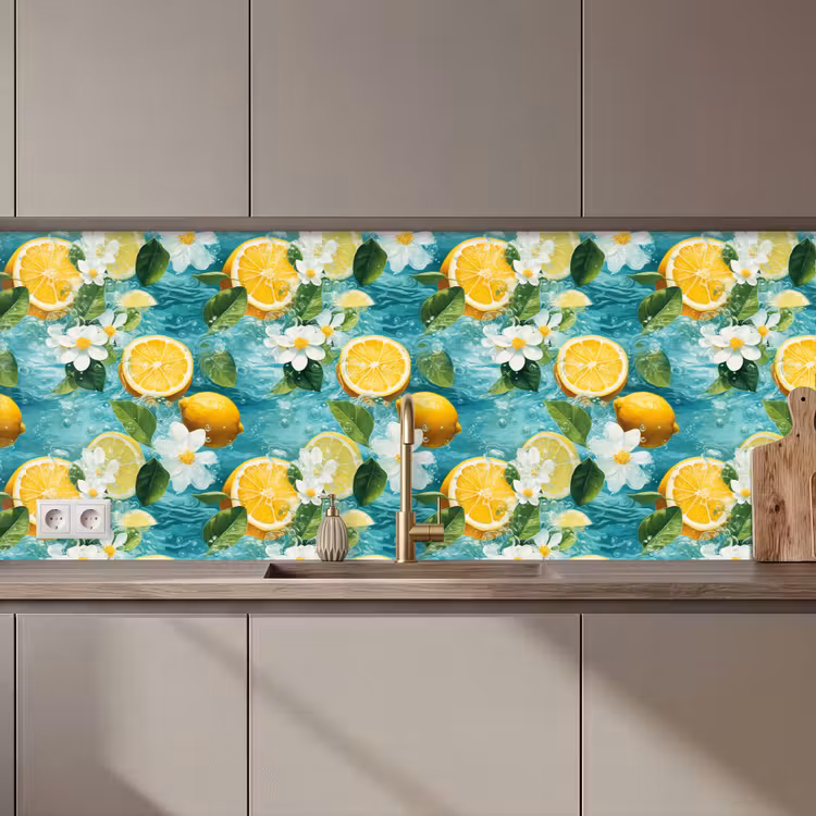 Citroen - Bloemen - Bruisend - Water keuken achterwand 2 middel 871 zz_3dshopping