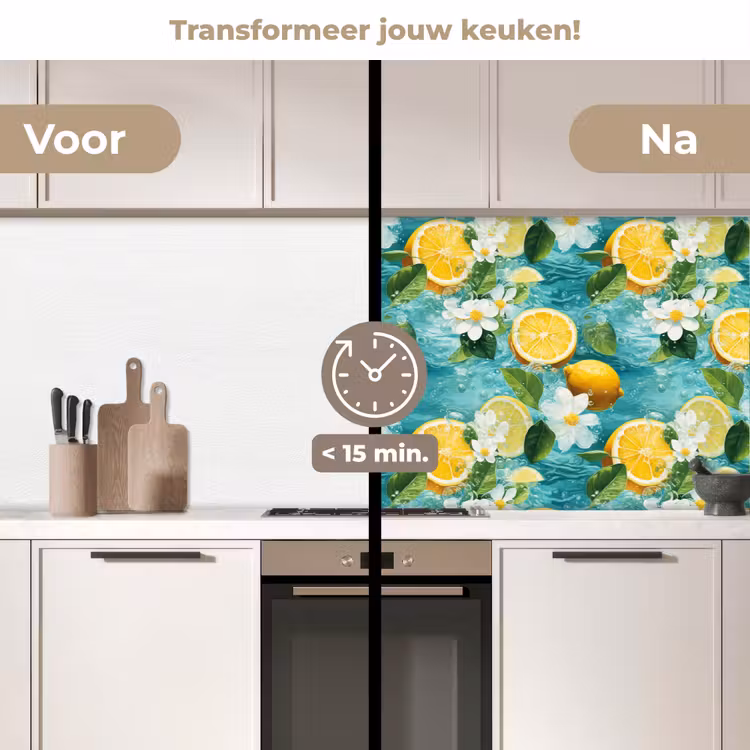 Citroen - Bloemen - Bruisend - Water keuken achterwand 2 middel 871 -voor-na2_NL